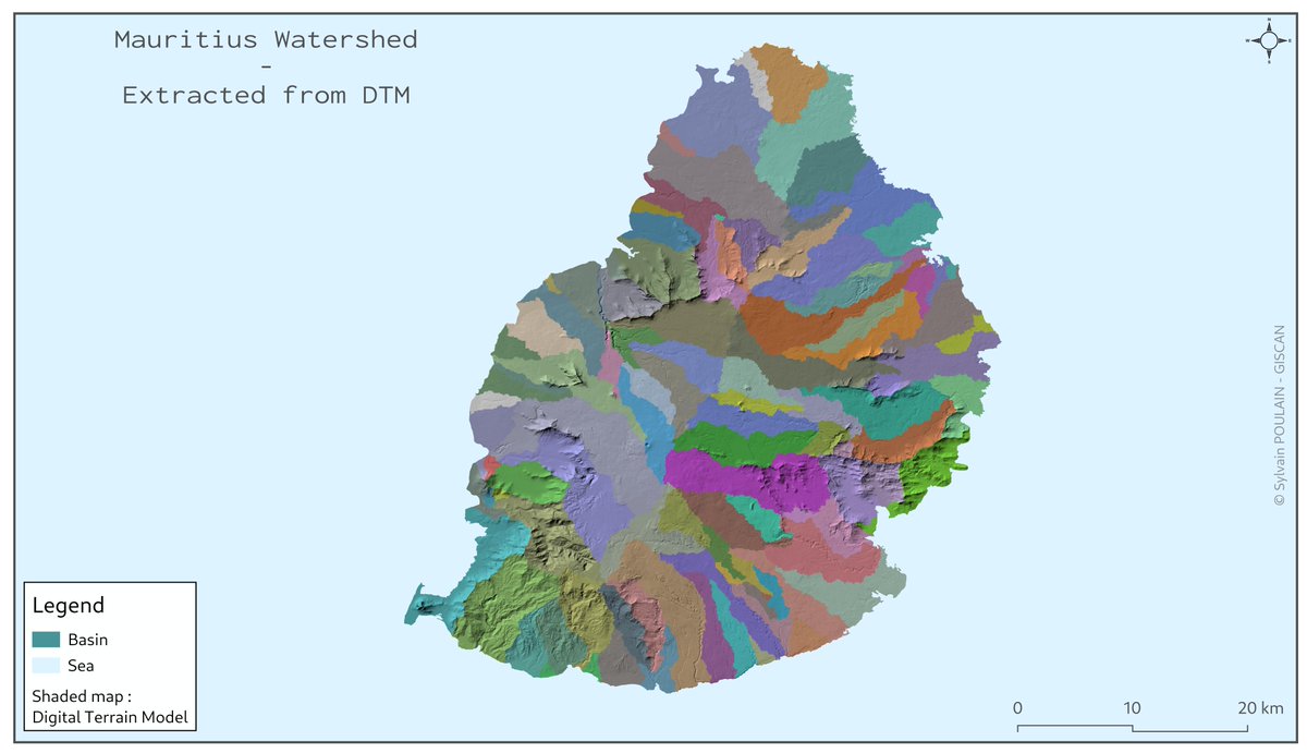 GISCAN_LTD's tweet photo. #30DayMapChallenge Day 18: Water

Extracted #Watershed from #DTM using #Grass rendered in #QGIS 

#Indian #Ocean #GIS #Mauritius https://t.co/t2AqYQ17J5