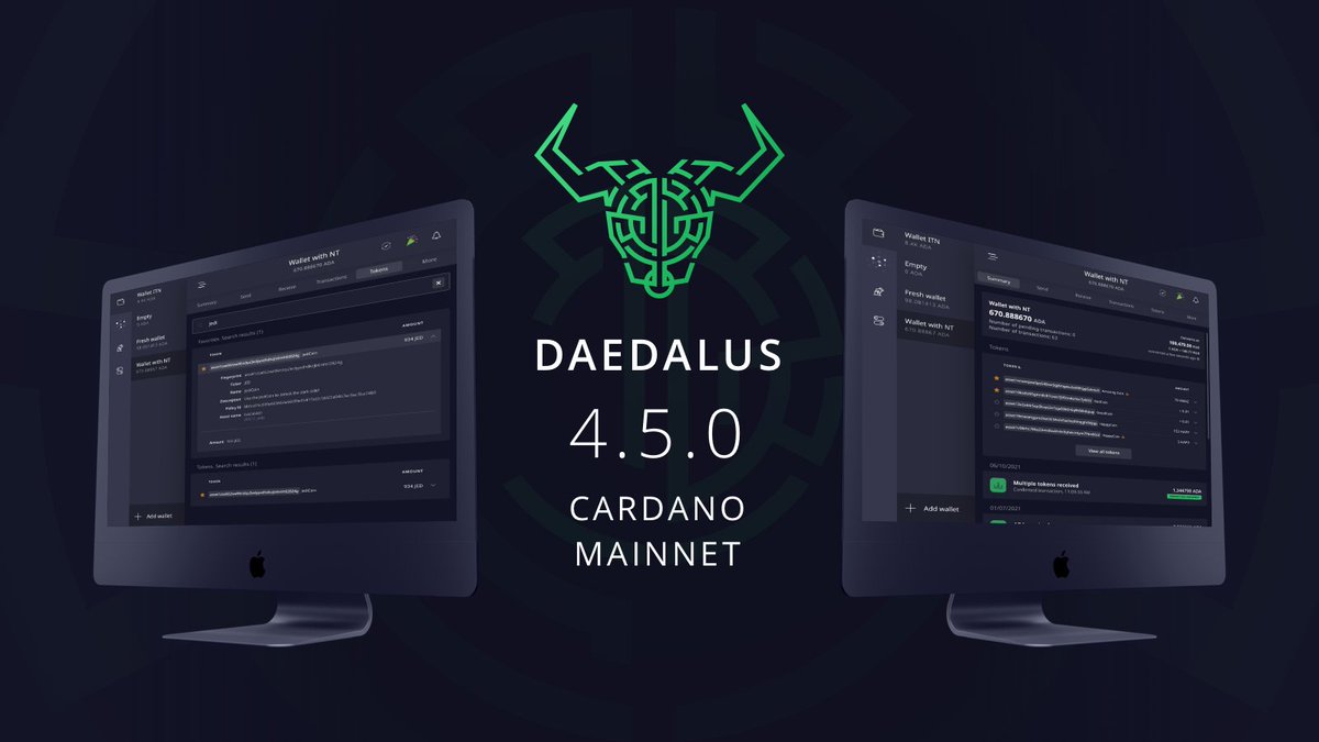 IOGroup's tweet photo. OUT NOW: #Daedalus 4.5.0
 
Daedalus 4.5.0 for the #Cardano mainnet has an improved voting screen layout, which now includes continuous registration for #ProjectCatalyst and footer links. The update also adds a pool over-saturation warning. https://t.co/HKrvm28lG8