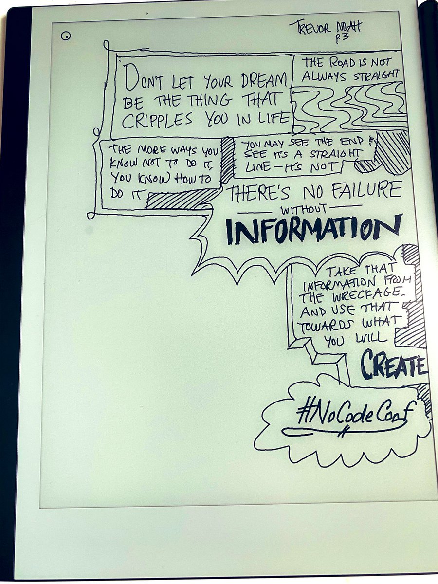 jessperate's tweet image. “There’s no failure without information. Take that information from the wreckage and use that towards what you will create.” - @trevornoah during an incredible conversation with @callmevlad at #NoCodeConf