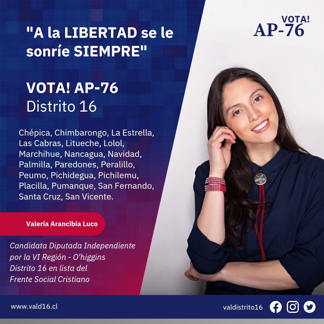 D16Val's tweet photo. Aquí las comunas a las que representa Distrito 16, todas y cada una de ellas, Hermosas todas.
VAMOOOOOS 💪🏻🇨🇱 #VALDiputada2022 #VotaAP76 #Distrito16 https://t.co/1XBFuMyffs