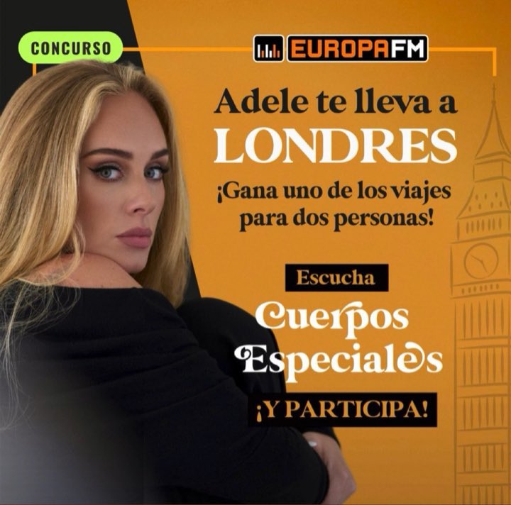🔴 MAÑANA es el día ADELE en “cuerpos especiales” y puedes ganar uno de los 4 VIAJES A LONDRES que regala en nuestro nuestro programa.

📲 600 565 908

toda la INFO en <a href="/europa_fm/">Europa FM</a>:
europafm.com/concursos/adel…