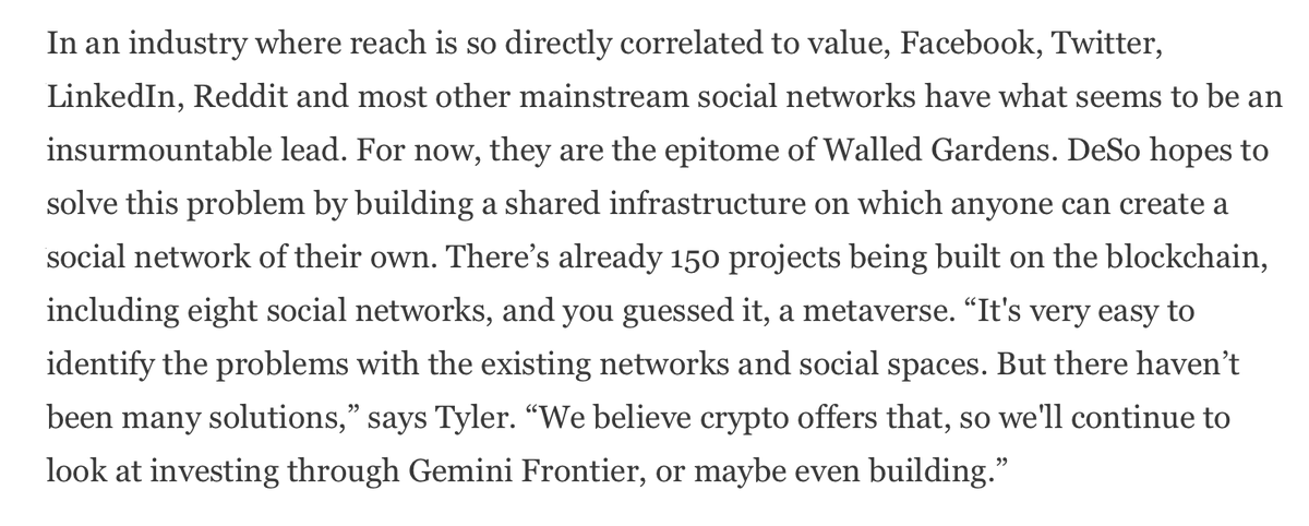 DeSo (@desoprotocol) on Twitter photo .<a href="/Gemini/">Gemini</a> Raises $400 Million To Build A Metaverse Outside Facebook’s Walled Garden, and DeSo is a part of that world.
Thanks <a href="/tyler/">Tyler Winklevoss</a>, <a href="/cameron/">Cameron Winklevoss</a>, <a href="/DelRayMan/">Michael del Castillo</a>, and <a href="/Forbes/">Forbes</a> for the mention. We are all working towards the same goal 💪.
forbes.com/sites/michaeld… .<a href="/Gemini/">Gemini</a> Raises $400 Million To Build A Metaverse Outside Facebook’s Walled Garden, and DeSo is a part of that world.
Thanks <a href="/tyler/">Tyler Winklevoss</a>, <a href="/cameron/">Cameron Winklevoss</a>, <a href="/DelRayMan/">Michael del Castillo</a>, and <a href="/Forbes/">Forbes</a> for the mention. We are all working towards the same goal 💪.
forbes.com/sites/michaeld…