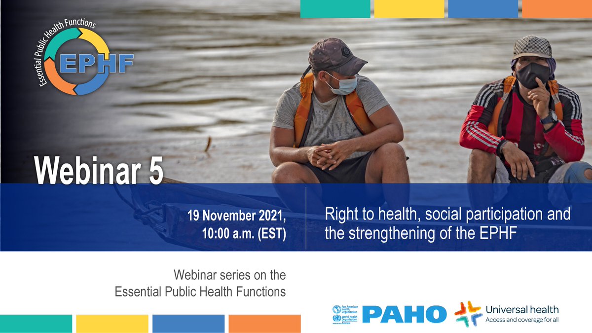 pahowho's tweet photo. Join us tomorrow for the fifth installment of the Essential Public Health Functions #EPHF webinar 👨🏽💻 series ➡️ the "Right to health, social participation, and the strengthening of the EPHF"
📆 Friday, 19 November 2021
🕰 10:00 a.m. (EST)
🔗 Zoom: https://t.co/oP2MwbPmcy https://t.co/L12lQ9bPml