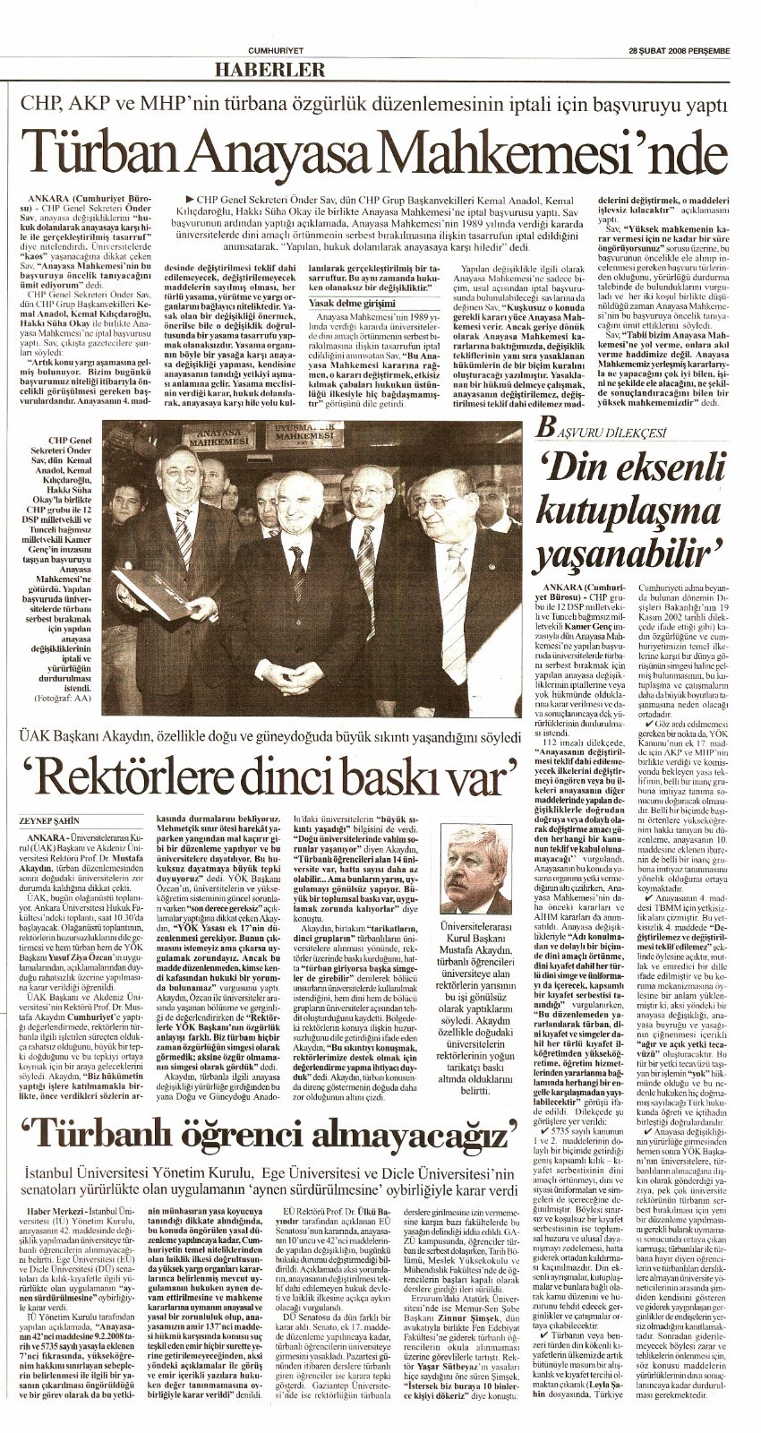 Kenan Kıran on Twitter: "CHP, üniversitelerde başörtüsüne serbestlik getiren yasanın iptali için Anayasa Mahkemesi'ne başvurdu. Dava dilekçesi, CHP Genel Sekreteri Önder Sav ve Grup Başkanvekilleri Kemal Anadol, Kemal Kılıçdaroğlu ve Hakkı Süha