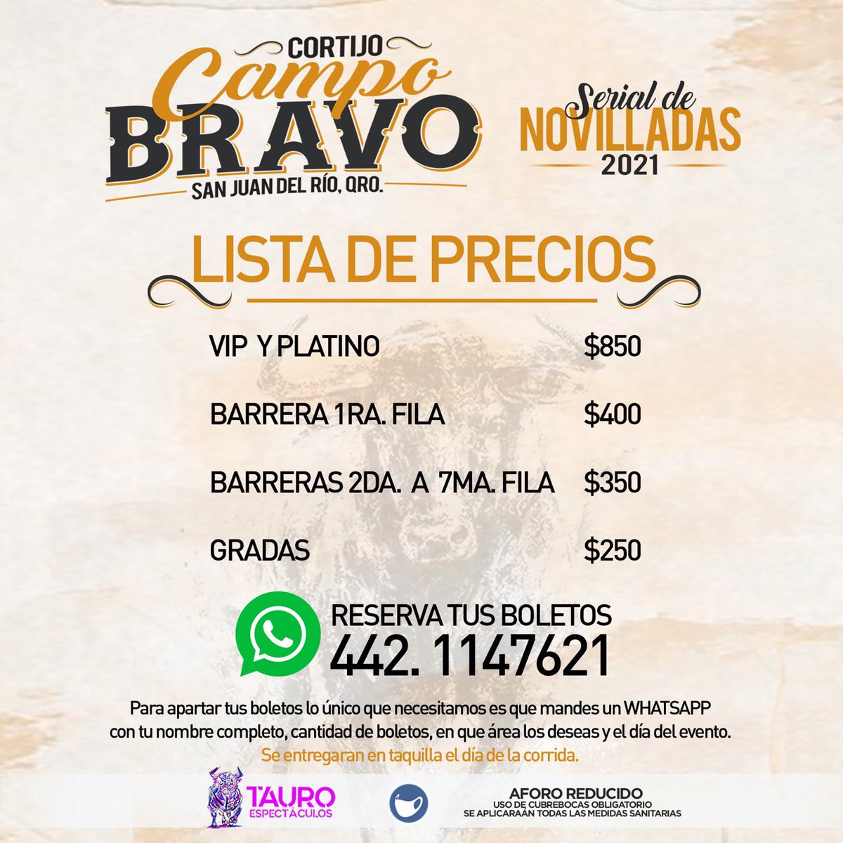 ¡VOLVEMOS A QUERETARO!

¡Gran Serial Novilleril!

Impulsando a las promesas del toreo.
Novillada inaugural este sábado 27 de noviembre en CAMPO BRAVO San Juan del Rio, Qro.