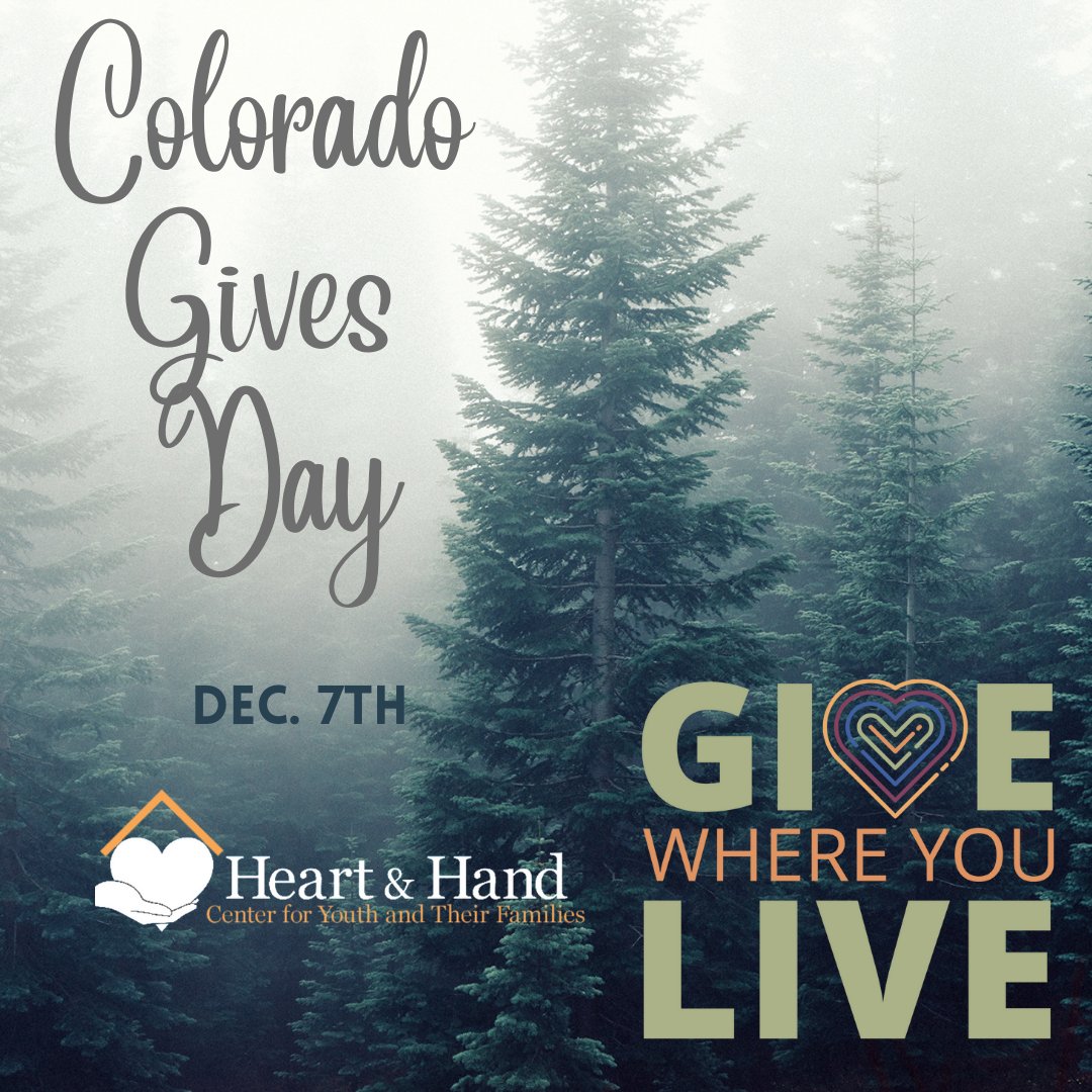 HeartHandCenter's tweet photo. The countdown to Colorado Gives Day is underway! Give where you live by supporting local programs. Give Where You Live on Colorado Gives Day, December 7, 2021. It’s more than just a day. It’s a movement that inspires and unites. 

Donation Link: https://t.co/Xd0izSU3H7 https://t.co/1ui9prFiRL