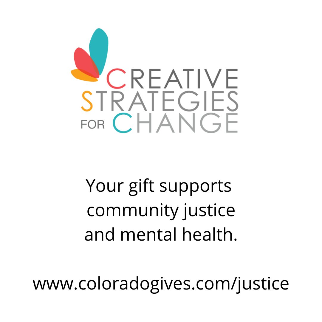 CSCDenver's tweet photo. Join Creative Strategies for Change on Colorado Gives Day: Your gift supports community justice and mental health.

Link in our bio.
.
.
.
#stayactivated #humanity #community #connect #art #movement #creative #change #cscdenver #denver #denverart #racialjustice #socialjustice https://t.co/86Ow9hYqnE