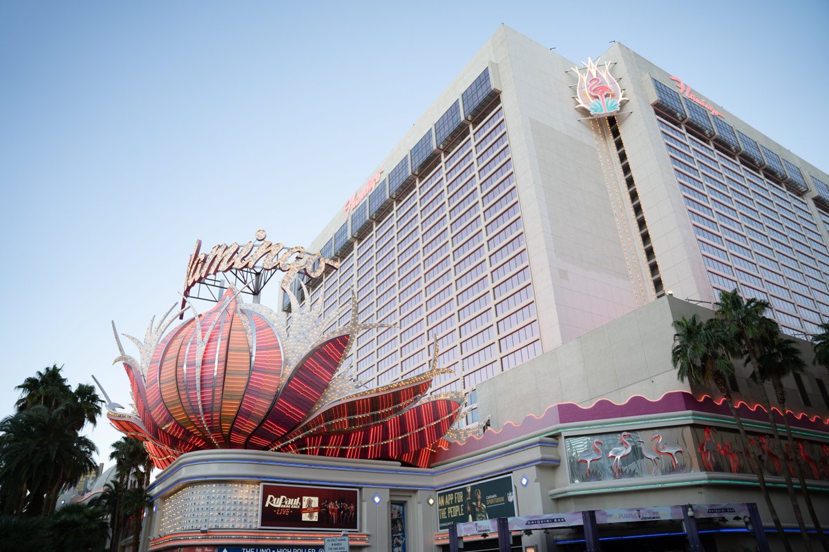 FlamingoVegas's tweet photo. Time to celebrate 75 years on the #VegasStrip! Post a pic sharing your fav 🦩 memory and tag us using #75YearsofFab and #Sweepstakes. The winner gets a two-night stay, food and spa credits, two show tickets, and two tickets to ride the @HighRollerVegas. https://t.co/61oY16gNLS https://t.co/hSX9Wzpz8H