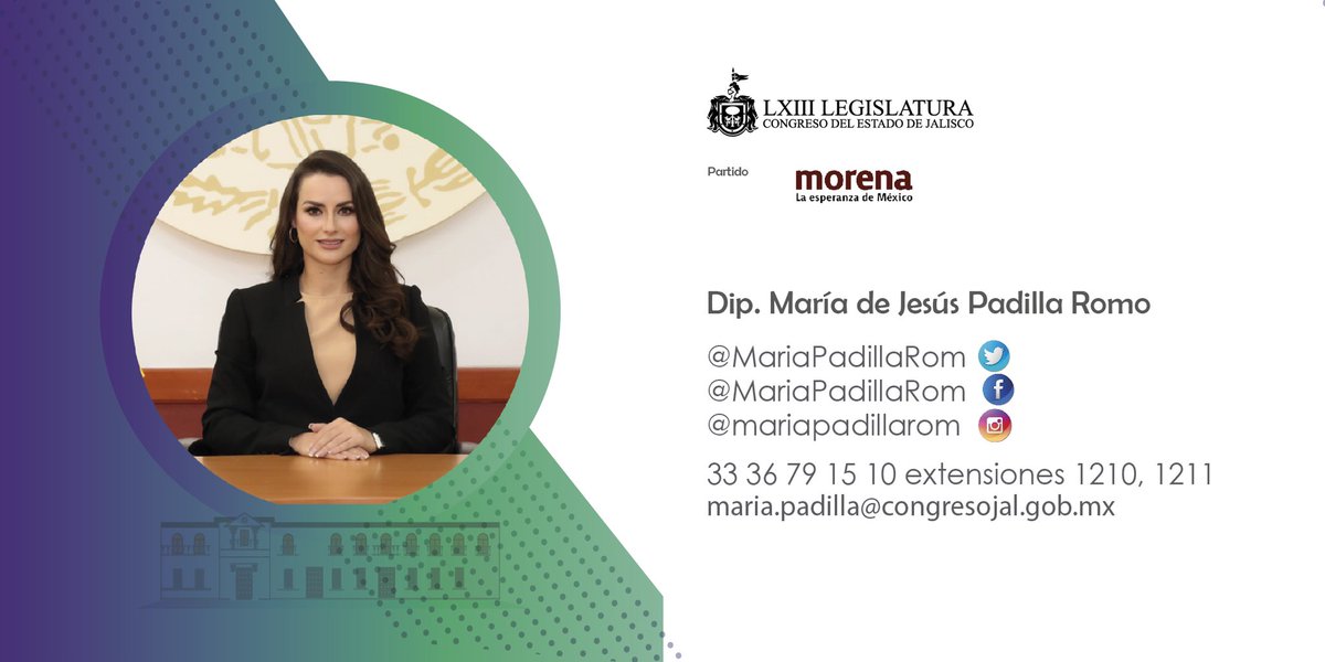 LegislativoJal's tweet photo. #ConoceTuDiputada María de Jesús Padilla.

#63Legislatura @MariaPadillaRom https://t.co/6hEsmKPPAG