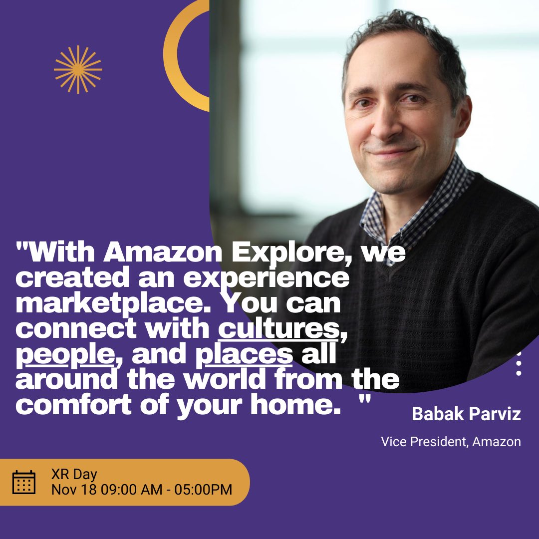 XrdaySeattle's tweet photo. Featuring Babak Parviz, the Vice President of Amazon 

#XRday @hcdeUW @XrdaySeattle https://t.co/M9J9lL8aOy