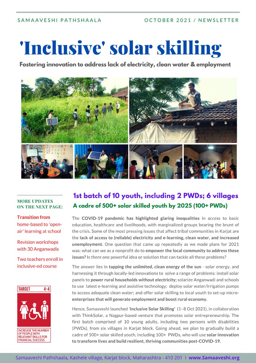 samaaveshi's tweet photo. INCLUSIVE #SOLAR SKILLING!

Celebrating a month of one of the biggest highlights of 2021.

Read the full October 2021 newsletter here: https://t.co/zRuXNJutSX

https://t.co/IewxcEG4ey https://t.co/xkJKWxdemz