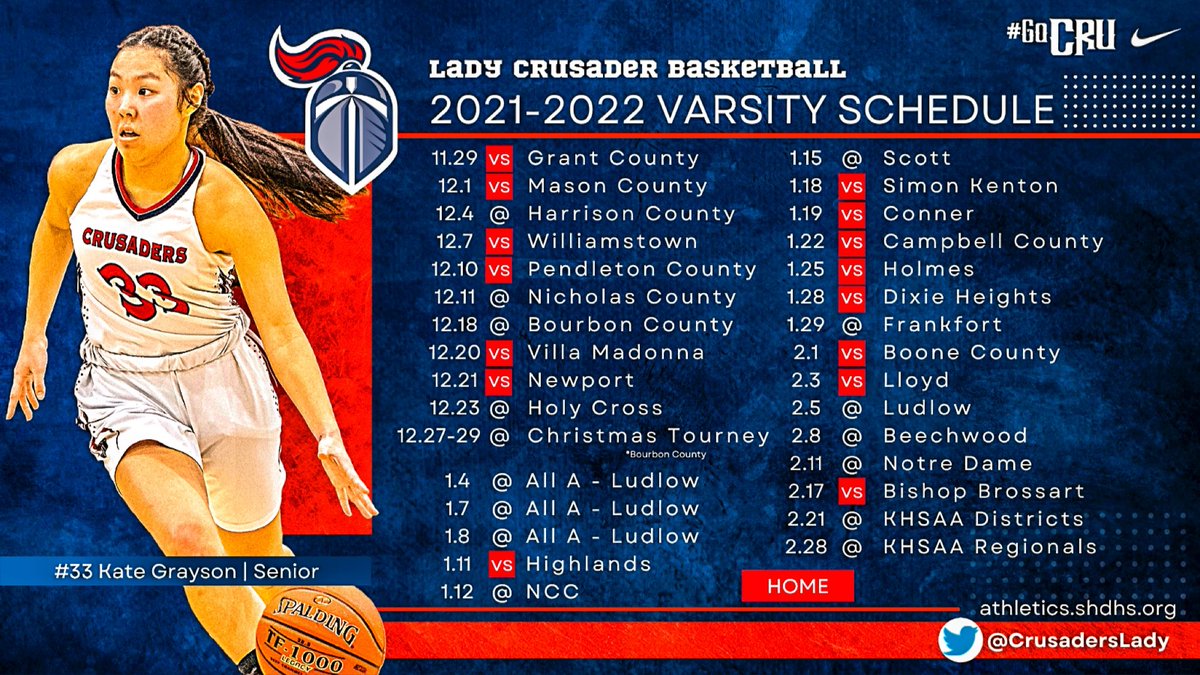We invite you to come check out @CrusadersLady basketball this winter‼️ 

Full 2021-2022 schedule ⬇️⬇️