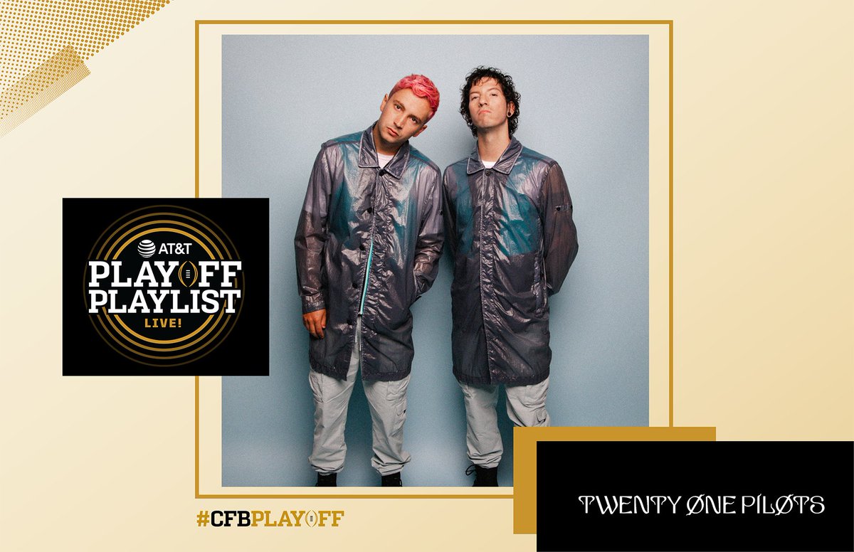 🎶 𝙊𝙣 𝙎𝙖𝙩𝙪𝙧𝙙𝙖𝙮, 𝙎𝙖𝙩𝙪𝙧𝙙𝙖𝙮, 𝙎𝙖𝙩𝙪𝙧𝙙𝙖𝙮
𝙒𝙚 𝙥𝙖𝙞𝙣𝙩 𝙩𝙝𝙚 𝙩𝙤𝙬𝙣 🎶

Mark your calendars for January 9 and see <a href="/twentyonepilots/">twenty one pilots</a> perform at #ATTPlayoffPlaylist Live! at Indianapolis’ Monument Circle!

#CFBPlayoff #NationalChampionship #2022Indy