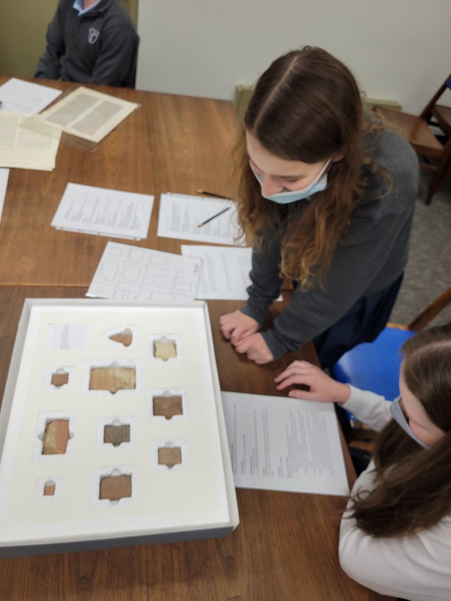 sta_ingram's tweet photo. Honors World Hist students went to the Spencer Research library at KU today. 1) 3,000 year old Egyptian papyrus. 2) 4,000 yr old Mespotamian cuneiform tablets. 3) 1751 map drawn by Peter Jefferson (Thomas Jefferson's dad). 4) Lunch at Kansas Union. @STAsaints https://t.co/XCDVNRIshi