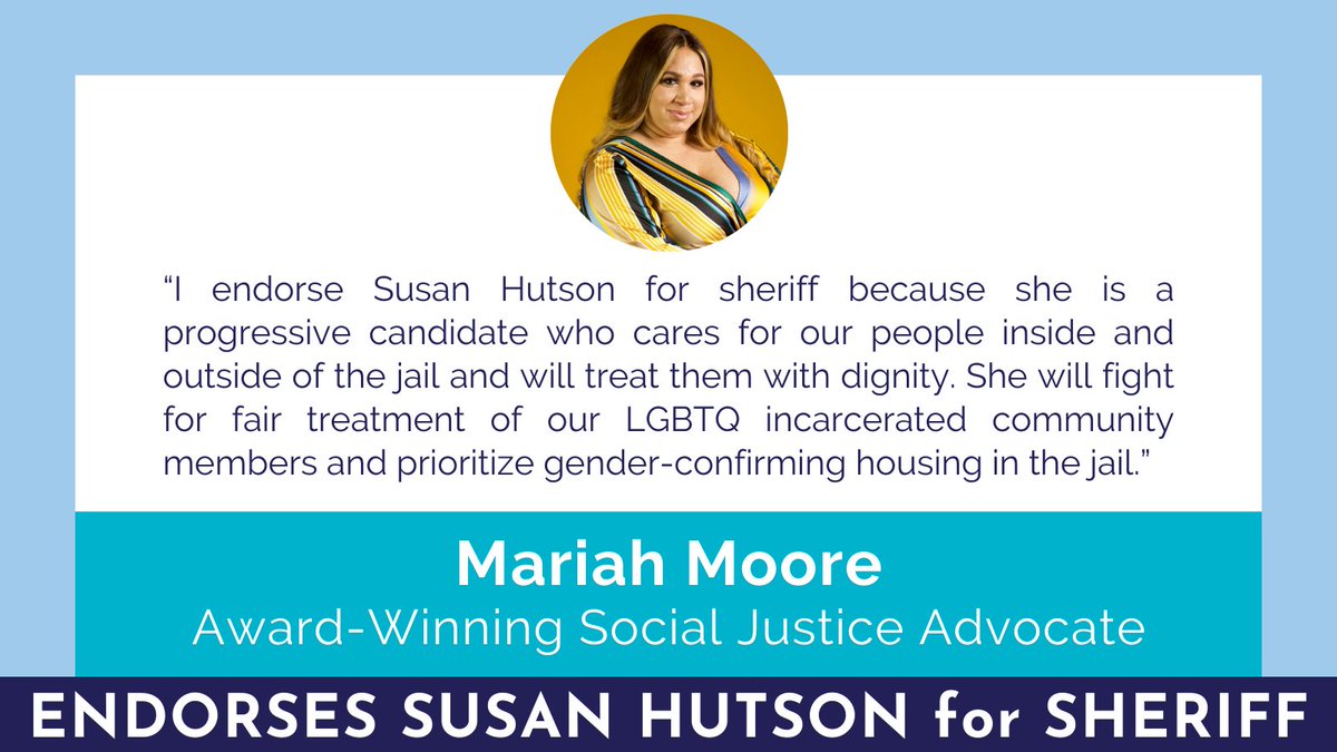 Native New Orleanians like award-winning social justice advocate <a href="/Moore4DistrictD/">Mariah Moore</a> endorse Susan Hutson for sheriff 🙌🏽

Early voting for #SusanForSheriff starts Saturday, Nov 27 🗳! Find your voting info at geauxvote.com