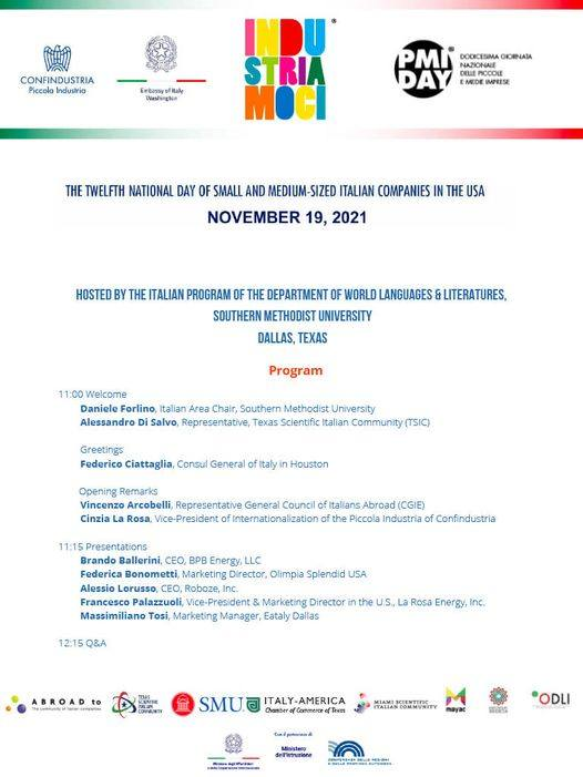 TexasSIC's tweet photo. Programma PMI DAY a Dallas in Texas
@ItalyinHouston,@PIConfindustria @ItalyinUS,@miami_sic,@OdliInc,
@OrgoglioBrescia, #AbroadTo, #Mayac,
@L_Imprenditore https://t.co/nmnVXMi8Zq
