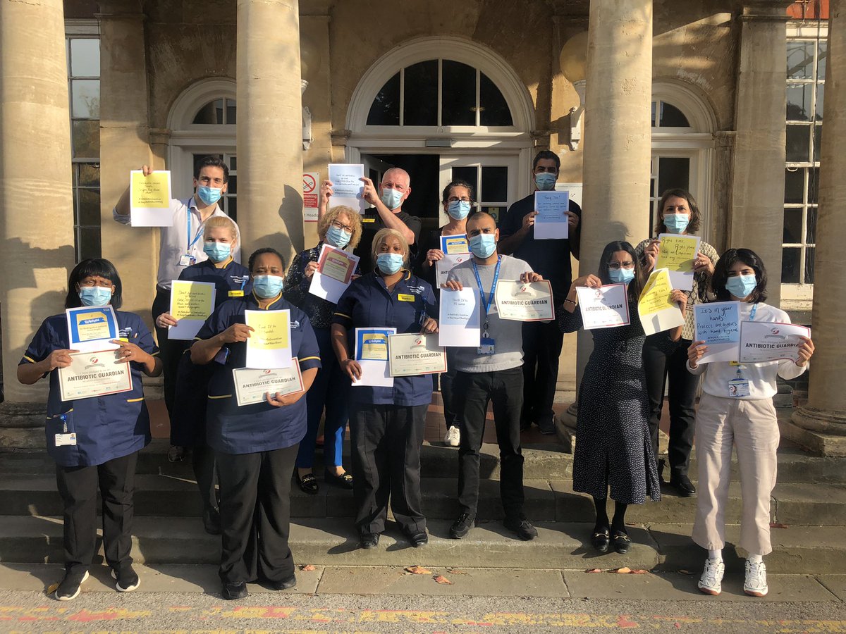MFenderesky's tweet photo. Together with our CEO @nosuji01 , IPC and Microbiology Teams making their pledges to keep antibiotics safe. @NorthMidNHS #WAAW2021  #AntibioticGuardian @jsaldiray1 @SarahHa88622902 @NM_IPCteam https://t.co/l5YA6m035X
