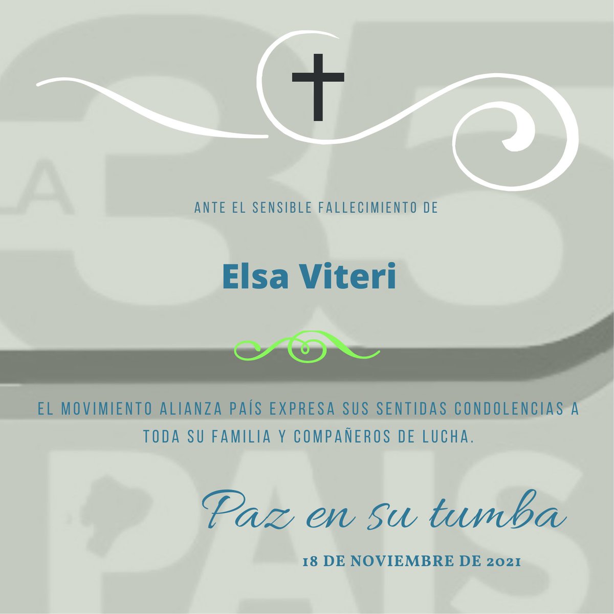 La Patria pierde una gran mujer @MariaElsaViteri. Lamentamos su partida y deseamos pronta resignación a toda su familia, amig@s y compañer@s.