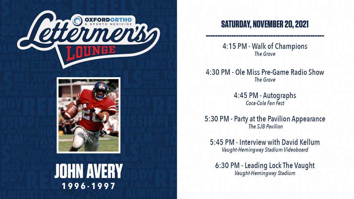He's back❗️

We are thrilled to have John Avery join us this weekend as part of our <a href="/OxfordOrtho/">Oxford Orthopaedics</a> Lettermen's Lounge program. 

#HottyToddy