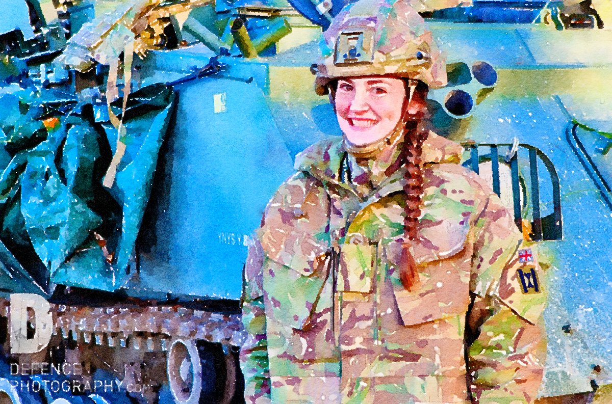 DefencePhoto's tweet photo. Splash of digital art and bit of #Battlebraid - @22EngrRegt #WomenInDefence #DefencePhotography https://t.co/fmOLcbSqJ0