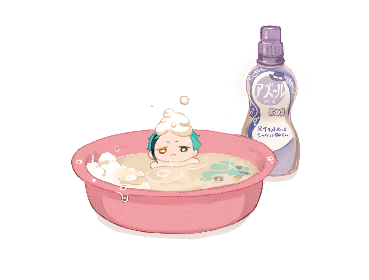 white background simple background solo bubble bathing bowl :<  illustration images