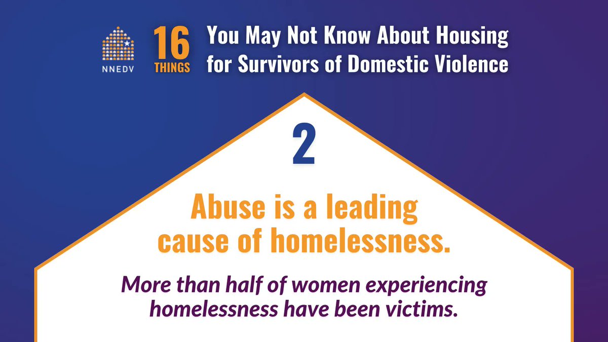 nnedv's tweet photo. Did you know that 63% of women experiencing homelessness have been victims of intimate partner violence? Supporting the unique needs of these survivors is key to their journey in healing from abuse.

Join us as we revisit our #16Things series: https://t.co/tSXbFMxrYt https://t.co/ATr1UdQrwF