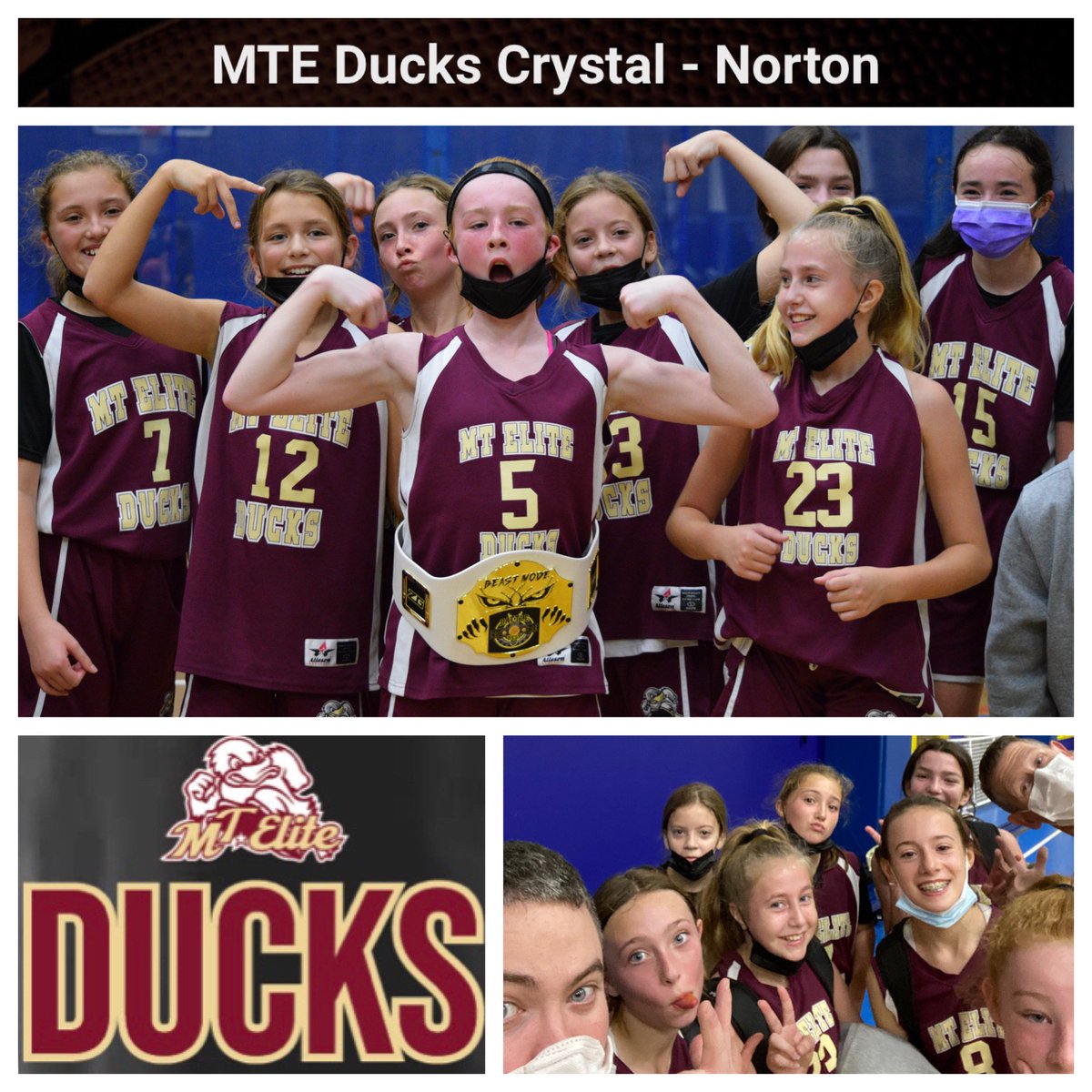 MTEliteDucks's tweet photo. Shout-out to MTE Ducks Crystal who made major progress this fall using fundamental basketball to finish the AAU season winning 10 of their last 11 games including two championships & a Belt! #MTEDFamily #SpecialGroup #CrystalBallSaysYes #WeOverMe #TalkOnDefense #OnlyTheBeginning https://t.co/9bPIwyDjzc