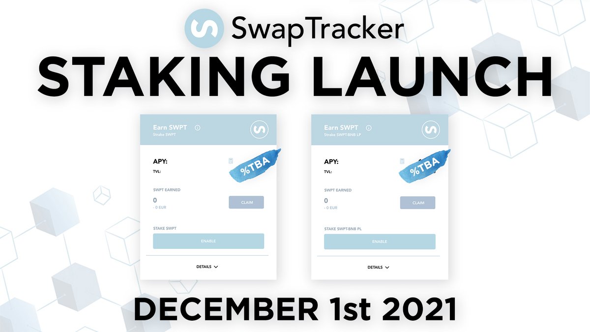 SwapTracker's tweet photo. 📊SWPT STAKING AVAILABLE VERY SOON… 👀
 
📅 Live on December 1st
📈 Single staking + LP staking
💰 Big rewards from day one
 
Stay tuned for more updates 🔜 https://t.co/opWgUkCtJf