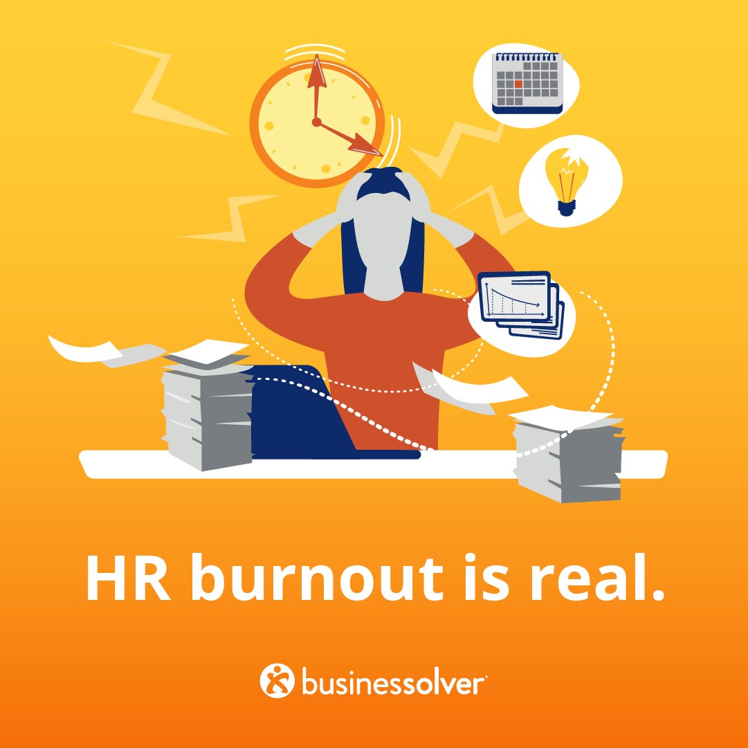CopieGary's tweet photo. On the verge of burnout? You're not alone. In good times and bad, HR is on the front lines. Click ➡ for burnout stats and check out our infographic for tips for managing stress: https://t.co/5KuWSePPuN #AE2022 #annualenrollment #HRburnout #OwnYourZen https://t.co/MTH1et62Aq