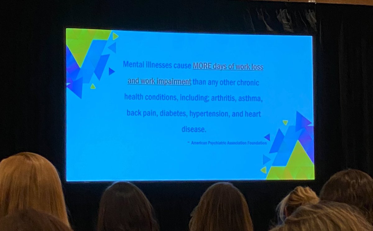 LEAmerman's tweet photo. When you ignore employee mental heath it costs you MONEY. Mental illness causes more lost work hours than any other health condition. @IanMAdair #afpnjcop https://t.co/f1KCgvwBbt