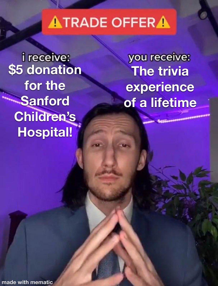 sddakotathon's tweet photo. Our last trivia night of the semester is tonight! 😳 You all know the drill…Varsity Pub basement at 8pm!! https://t.co/bRmhk93wg2