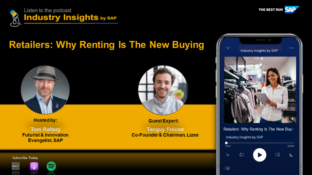 AnjaReschke's tweet photo. The Future of Retail and CPG – Rent, Repair, Reuse &amp; Recycle ♻ Lizee is helping companies shift from linear to circular through rental and resale solutions. Co-Founder &amp; Chairman, Tanguy Frécon shares more with host @TomRaftery on #IndustryInsightsbySAP https://t.co/W6msrv4gnb https://t.co/5Livi0YYxi