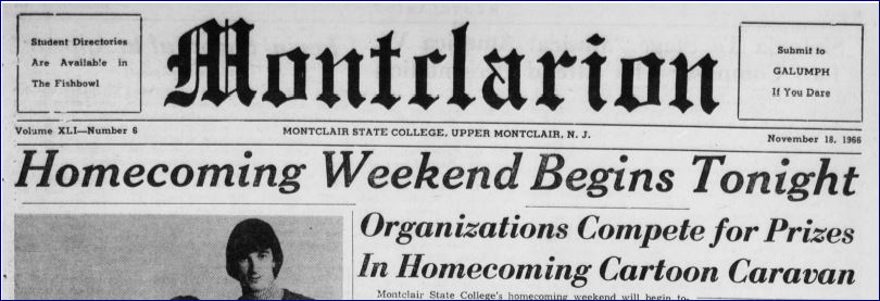 montclair_lib's tweet photo. Nov. 18, 1966 @TheMontclarion: #Homecoming (touted an MSC 1st), Loving Spoonful performs, the MSC teams to meet the Bridgeport University Knights at the annual homecoming game.
#thisdateinthemontclarion #MontclairStateHistory #tbt @MontclairAlumni https://t.co/6scChRAqIV