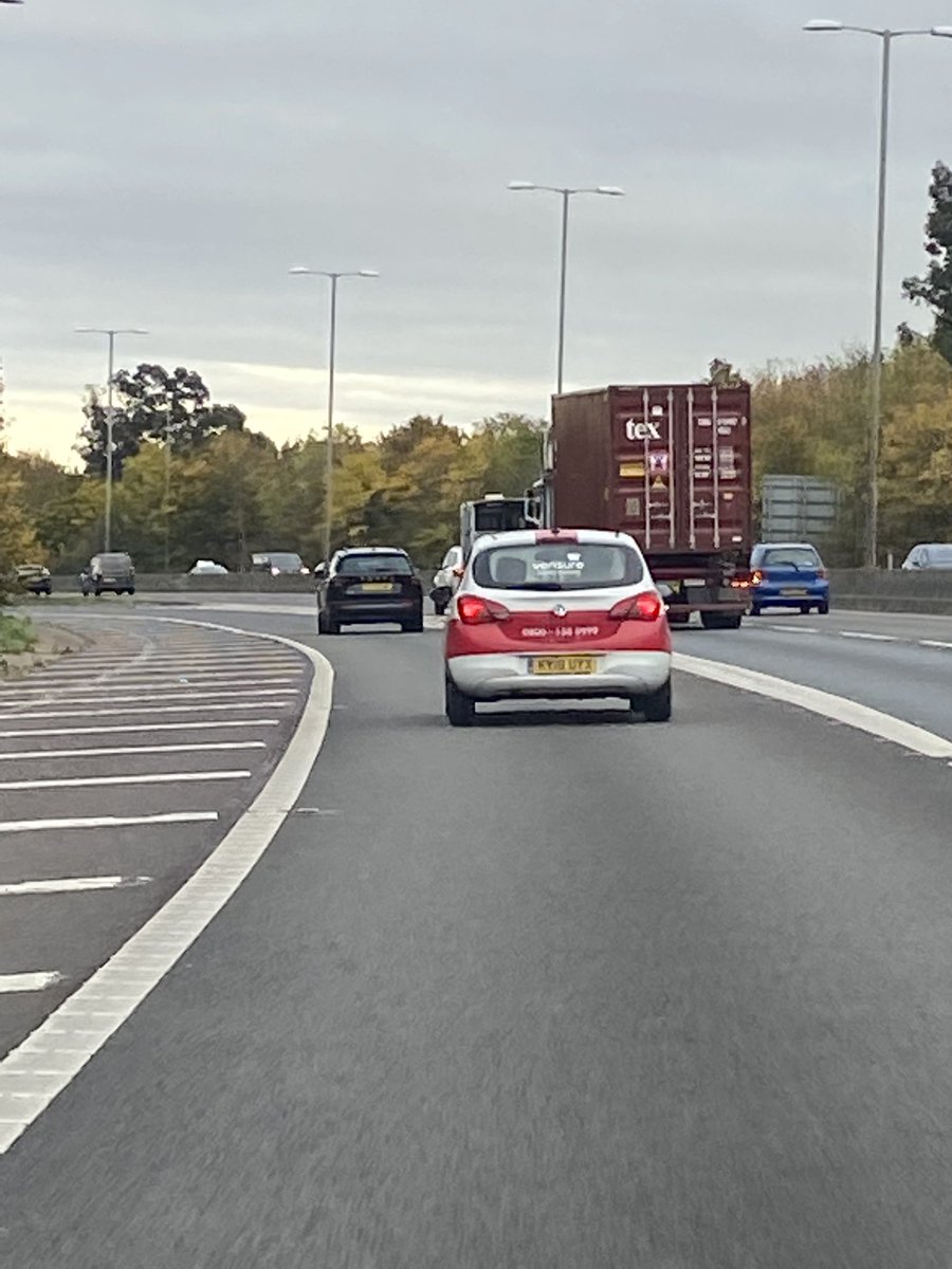 BangYoureWed's tweet photo. Hey @VerisureUK … you might want to speak to this idiot representing your company, for his absolutely appalling and dangerous driving on the A12 at Colchester just now. https://t.co/u0Dzng5M2E