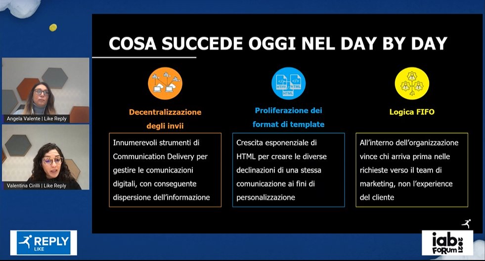 robyroy98's tweet photo. 🔵Cosa succede oggi nel Day to Day?🔴 

🗣️Ce lo spiega Valentina Cirilli di @Reply_ITA 

#IABForum #BackToHumans @IABItalia https://t.co/pi0IGpCEC8