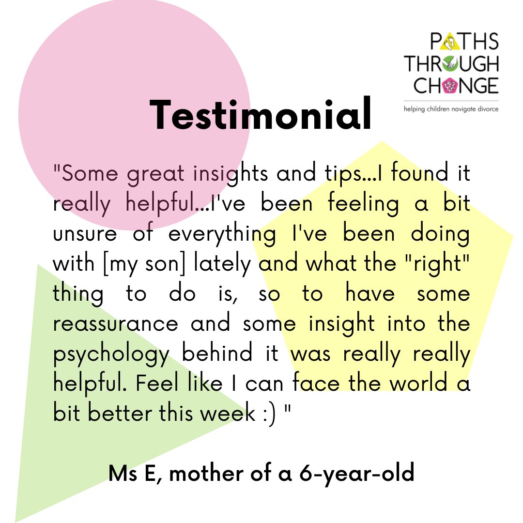 PathsThruChange's tweet photo. Here's a testimonial for our online course 'How to Guide your #Child through the #Changes flowing from your #Divorce #Separation'. 
You can complete the 1-hour #course at your convenience, dip in and out (and watch again!) for £15pp. 
Register here: https://t.co/EULvbDRou5 https://t.co/LTra5ysasi