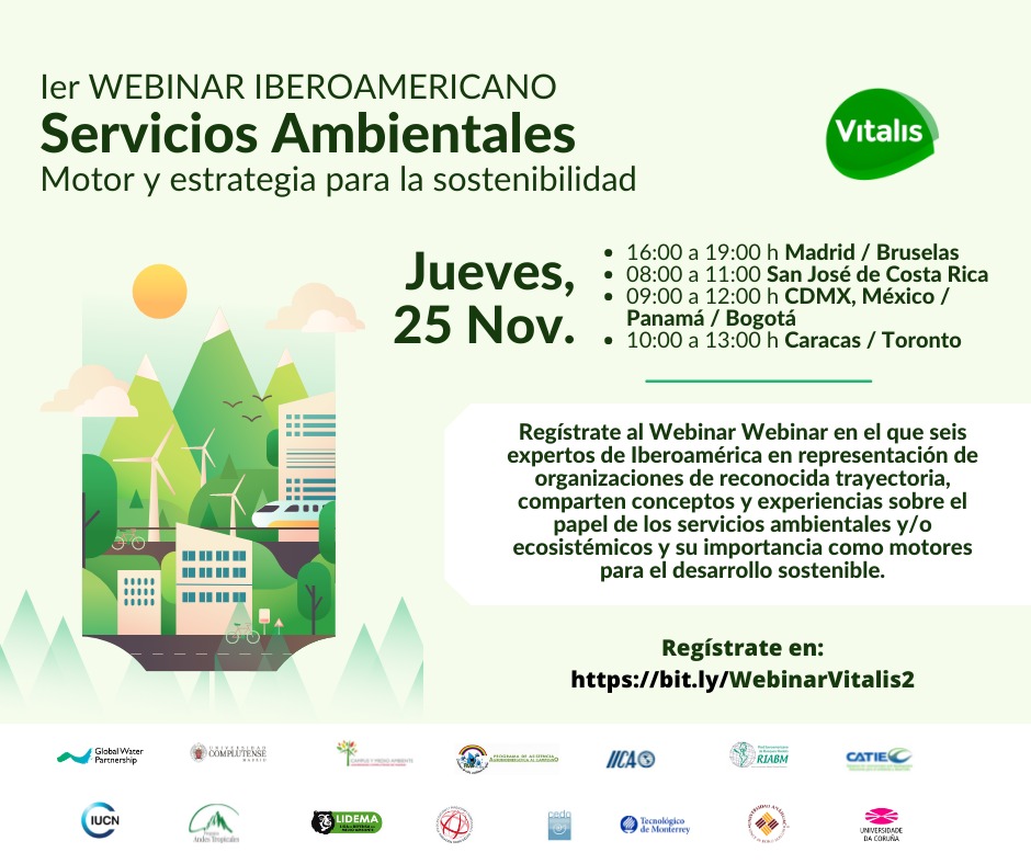 AveAgua's tweet photo. 1er Webinar Iberoamericano: Servicios Ambientales - Motor y estrategia para la sostenibilidad.

6 expertos de diferentes países y Organizaciones comparten sus experiencias sobre el tema.

Regístrate aquí: https://t.co/rZsJrPlSvR https://t.co/pL2BRAnEtW

@ONGVitalis @GWP_Sam https://t.co/6kFRm986xI