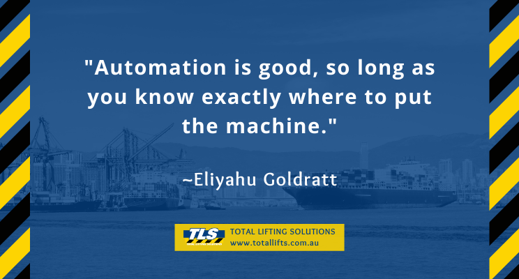 total_lifting's tweet photo. "Automation is good, so long as you know exactly where to put the machine."
~Eliyahu Goldratt
#totalliftingsolutions #australia #automation #automationsolution #automationequipment #automationengineering #automationengineer https://t.co/bsvrVV9dDw