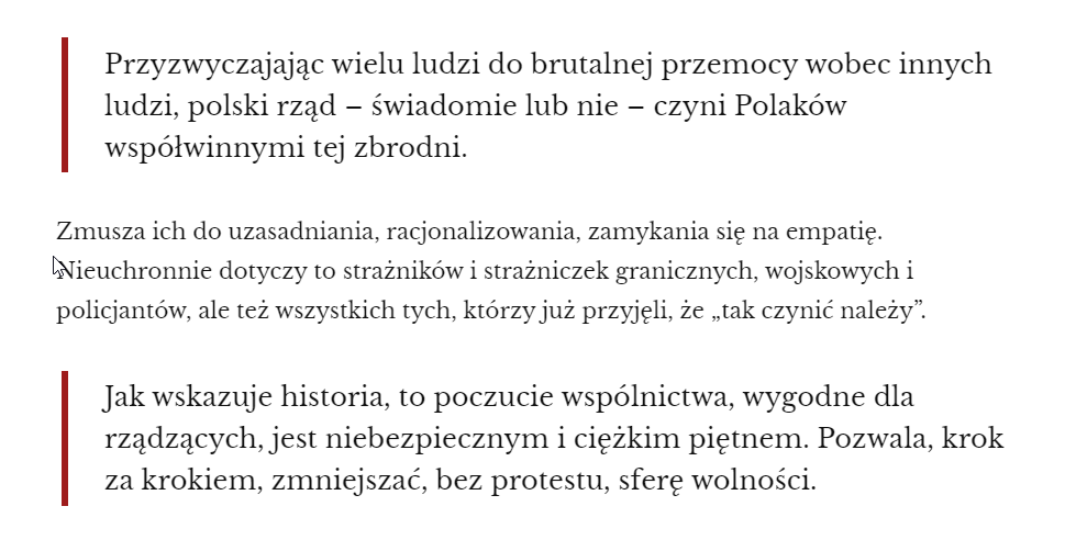 d_sitnicka's tweet photo. Andrzej Leder mówi ważną rzecz - to, jak nasze państwo traktuje migrantów, jest ściśle związane z tym, jak traktowani jesteśmy i będziemy my sami, obywatele i obywatelki. Przyklaskując łamaniu prawa i dehumanizacji, kręcicie bicz na nas wszystkich.
https://t.co/tDqYyNrSar https://t.co/ocRYymd5K5