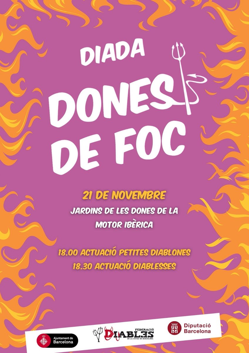 Diada de les Dones Diablesses.
Diem PROU a la Violència Masclista!
Diumenge 21/11 a les 18h
Lloc: Plaça de les dones de la motor ibèrica