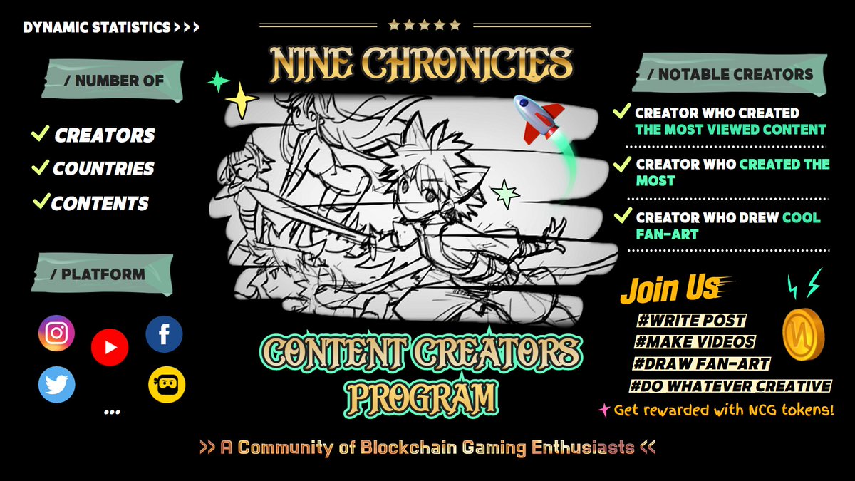 NineChronicles's tweet photo. Happy to share #NineChronicles Content Creators Infographics! 🔢 https://t.co/L2sulKzaJw