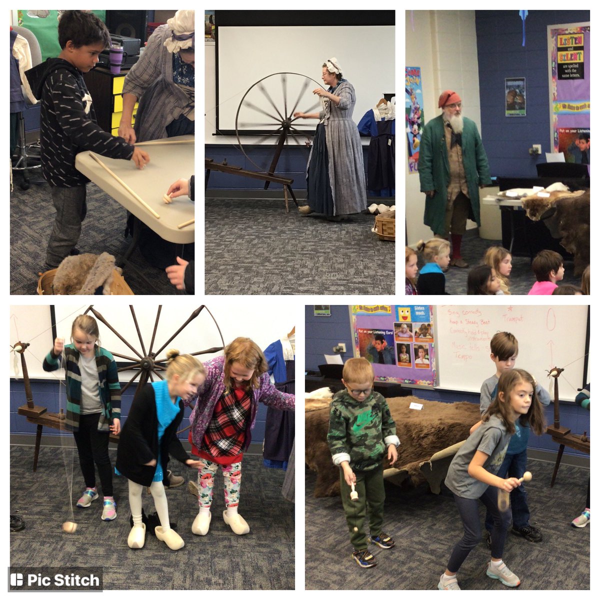 2ndwithMrsZ's tweet photo. Today we got to learn and experience the daily life from the Revolutionary War and the War of 1812 time period.  Thank you Mr. and Mrs. Hainlen for letting us see and hear all you know!  #2ndgraderocks https://t.co/fTgHG1uvD9