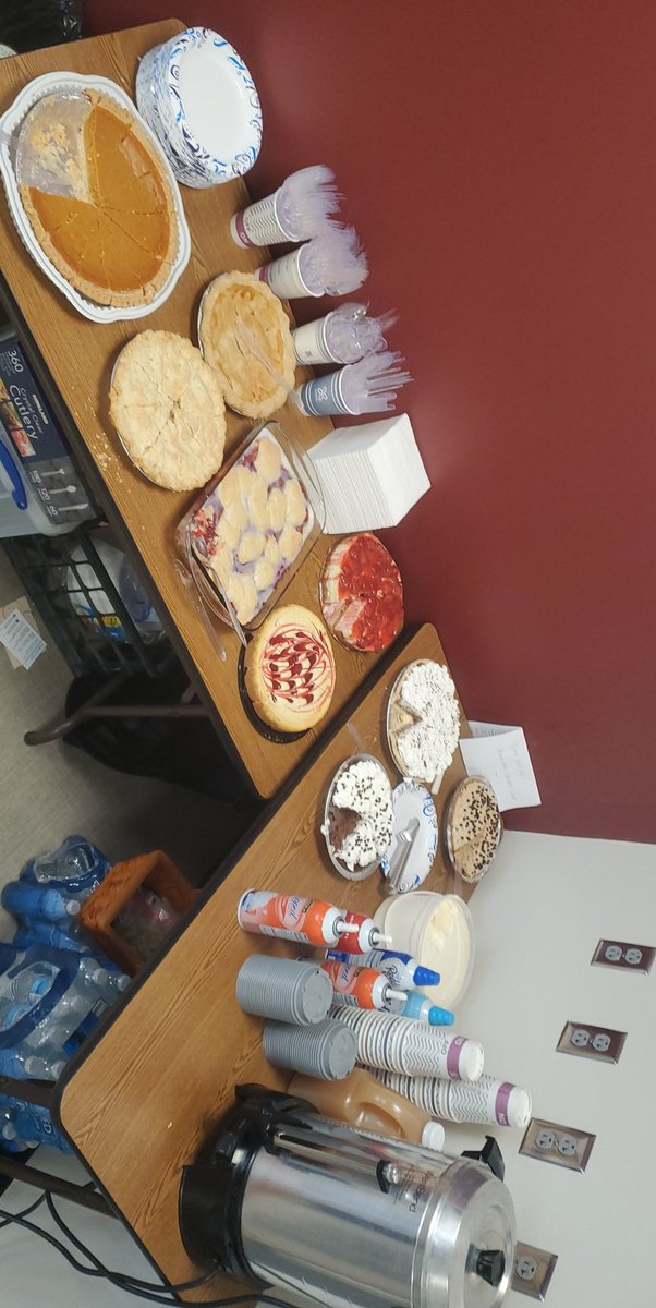 mvwetap's tweet photo. Early out sweets, help the work day go just a little better. Thanks to those who brought in pies! https://t.co/JjmVSdgcyb