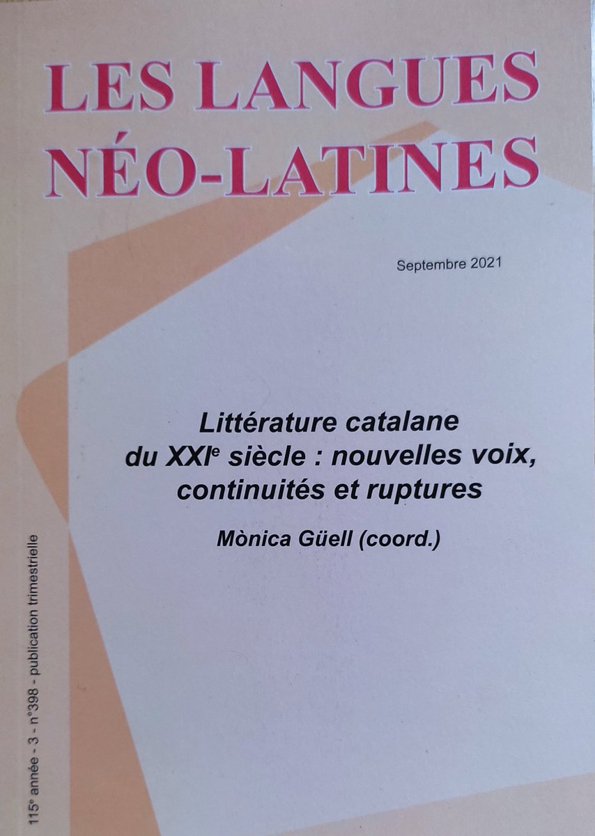 Presentem el n° 398, Littérature catalane du XXI siècle: nouvelles voix, continuités et ruptures, de la revista "Les langues Néo-Latines". Intervenen Mònica Güell, @audimarc , Laurent Gallardo i <a href="/terbolatzur/">Maria Lacueva Lorenz (ella/sie/elle/she)</a>
🏦Biblioteca del <a href="/CecSorbonne/">CECSorbonne</a> 
⏱️Dilluns 22 a les 18h
❗️Cal inscripció