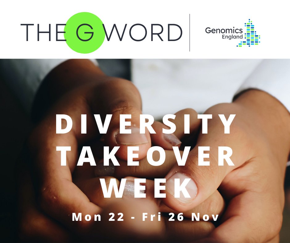 GenomicsEngland's tweet image. Next week is a special one on The G Word – it’s #DiversityWeek.
 
We’ll be releasing an episode a day, discussing why #diversity in genomic data &amp;amp; #healthcare is essential, why #inequity continues to exist &amp;amp; how we might improve it.

Keep an ear out: genomicsengland.podbean.com