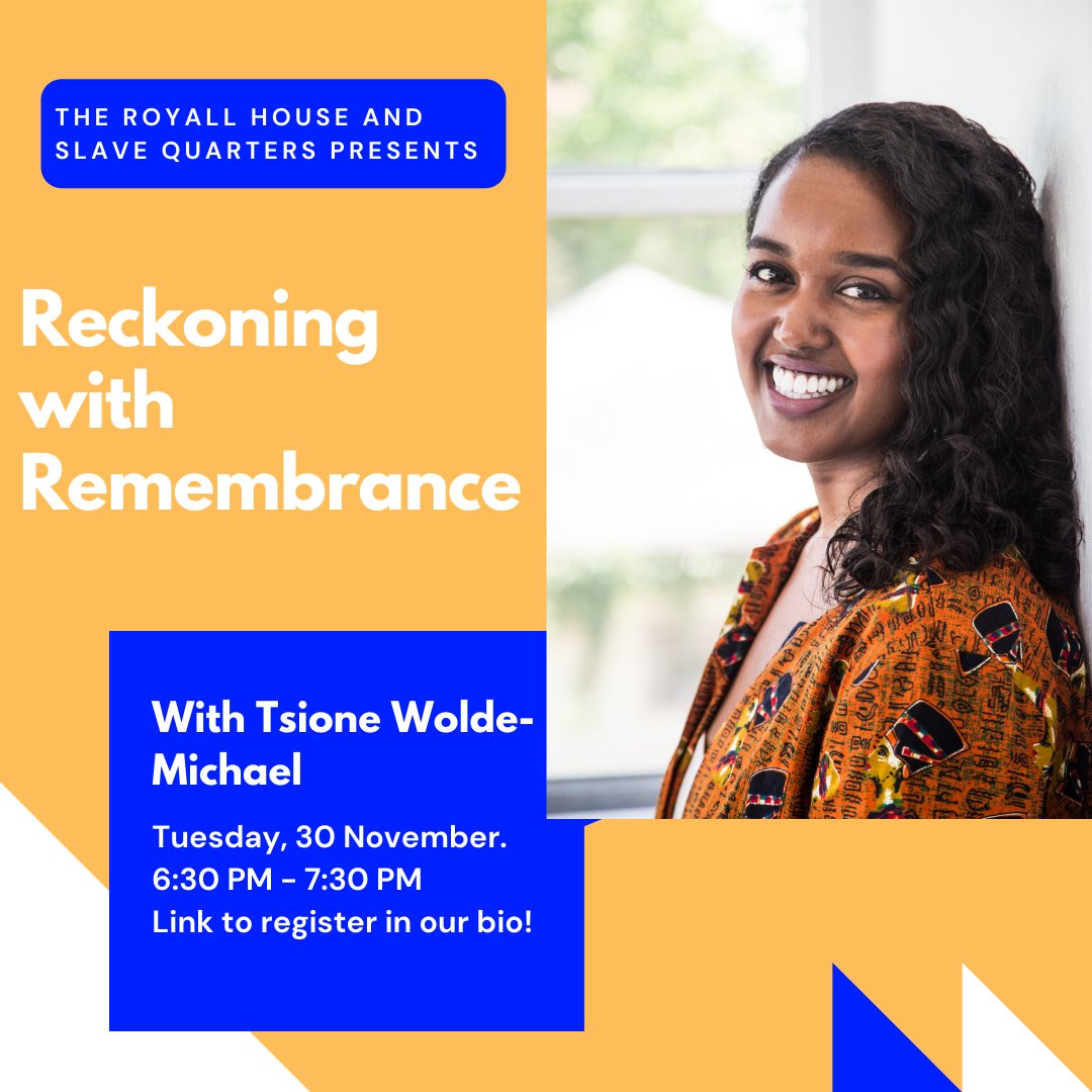 On Nov. 30, join us for 'Reckoning with Remembrance', a discussion of the complicated relationship between Black history and national belonging, with Tsione Wolde-Michael. To register and learn more: eventbrite.com/e/reckoning-wi…