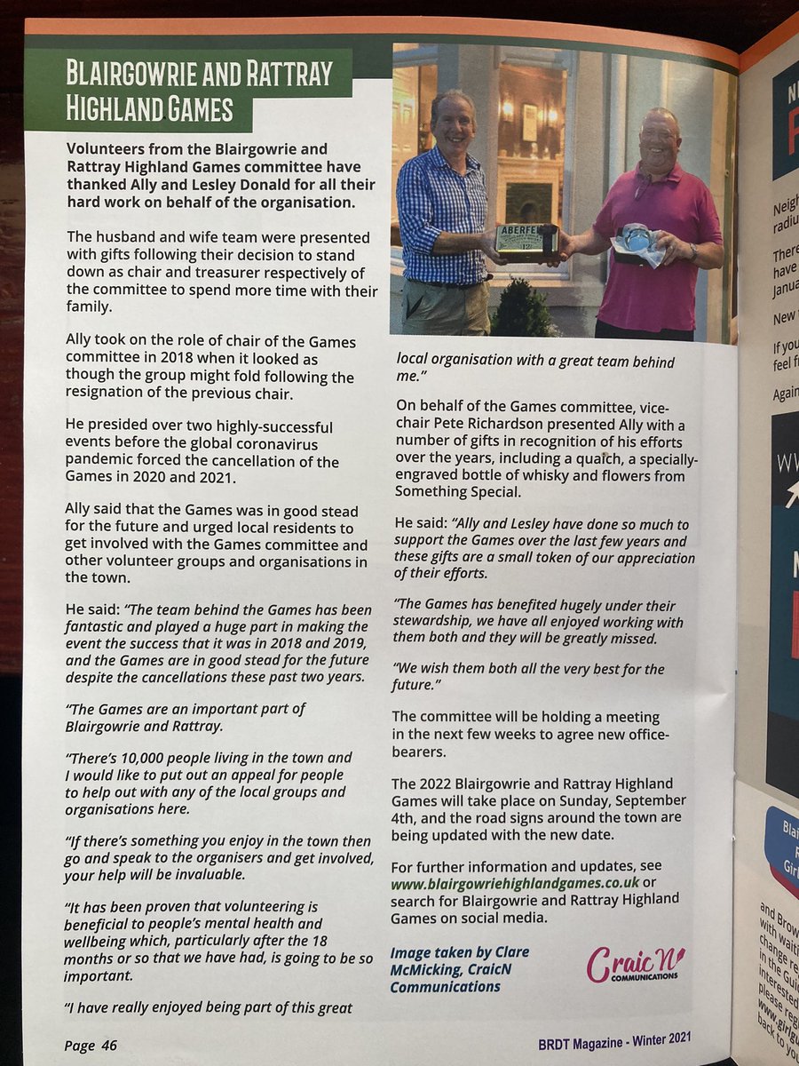 BlairgowrieHighlandGames (@blair_games) on Twitter photo Our Chairman, Ally Donald & Lesley Donald, Treasurer, have both stood down from their roles. Thank you both so much for all you have done ๐ฅ๐ฅ๐๐ป๐๐ป
<a href="/ArdblairStones/">The Ardblair Stones</a> <a href="/FirstAidPerth/">First Aid Perthshire</a> <a href="/proctorgroup/">A Proctor Group Ltd.</a> <a href="/PersieGin/">Snifter</a> <a href="/DewarsAberfeldy/">Dewar's Aberfeldy Distillery</a> <a href="/CraicN_Comms/">CraicN Communications</a> <a href="/blairflorist/">Something Special Flowers</a> <a href="/VisitScotland/">VisitScotland</a> #highlandgames Our Chairman, Ally Donald & Lesley Donald, Treasurer, have both stood down from their roles. Thank you both so much for all you have done ๐ฅ๐ฅ๐๐ป๐๐ป
<a href="/ArdblairStones/">The Ardblair Stones</a> <a href="/FirstAidPerth/">First Aid Perthshire</a> <a href="/proctorgroup/">A Proctor Group Ltd.</a> <a href="/PersieGin/">Snifter</a> <a href="/DewarsAberfeldy/">Dewar's Aberfeldy Distillery</a> <a href="/CraicN_Comms/">CraicN Communications</a> <a href="/blairflorist/">Something Special Flowers</a> <a href="/VisitScotland/">VisitScotland</a> #highlandgames
