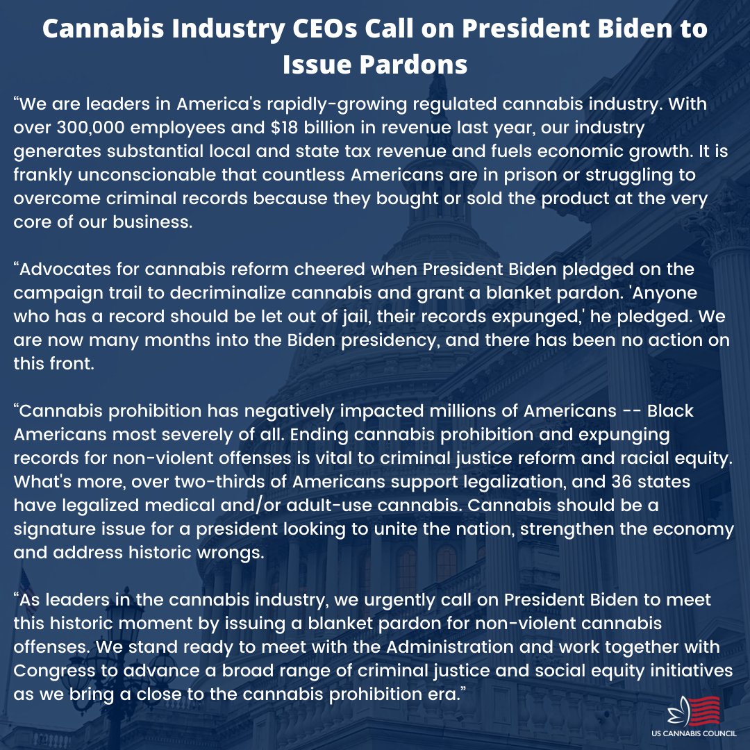 Cannabis Industry CEOs Call on President Biden to Issue Pardons

uscannabiscouncil.org/cannabis-indus…
