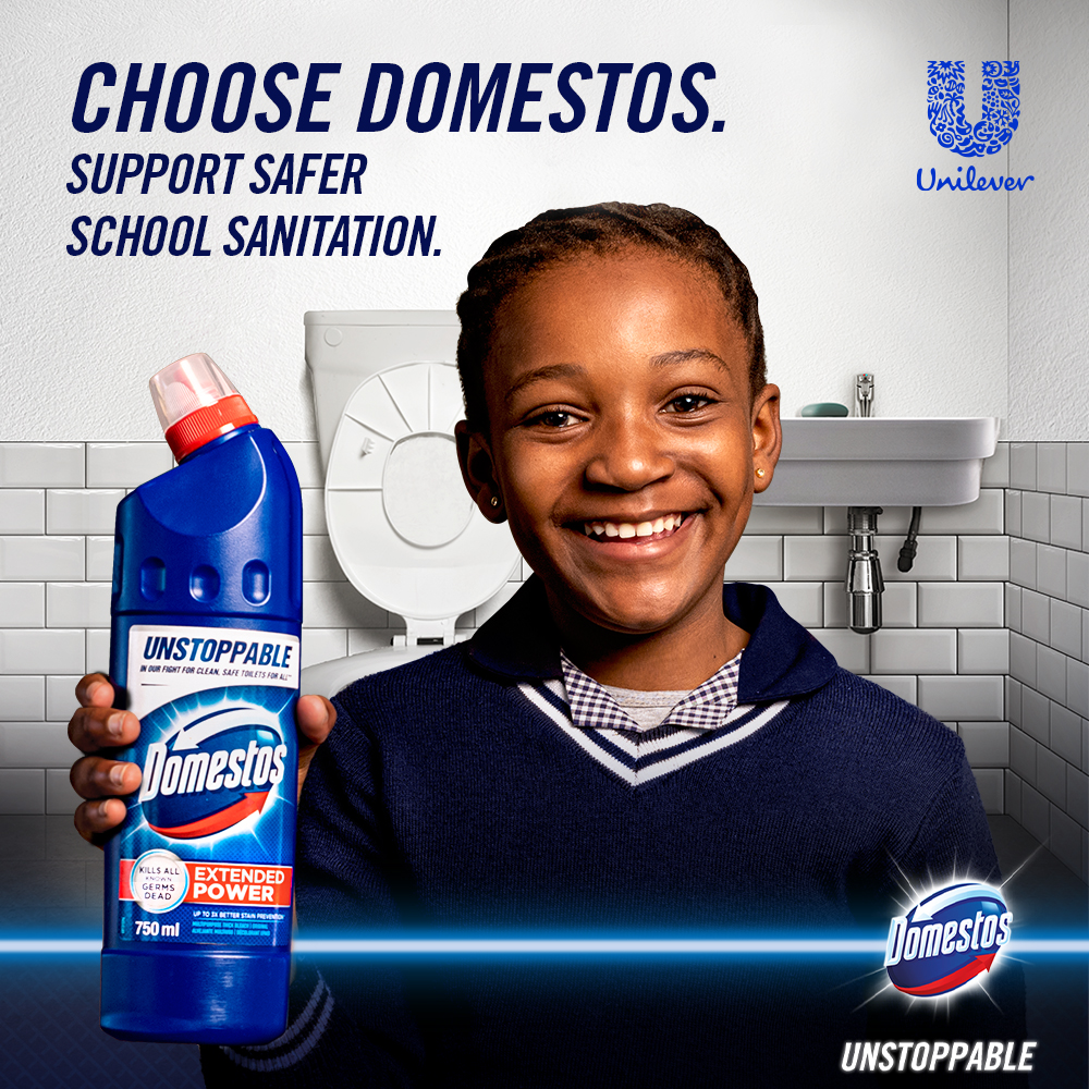 Each Domestos bottle bought = R1 for safer toilets T’s&amp;C’s apply