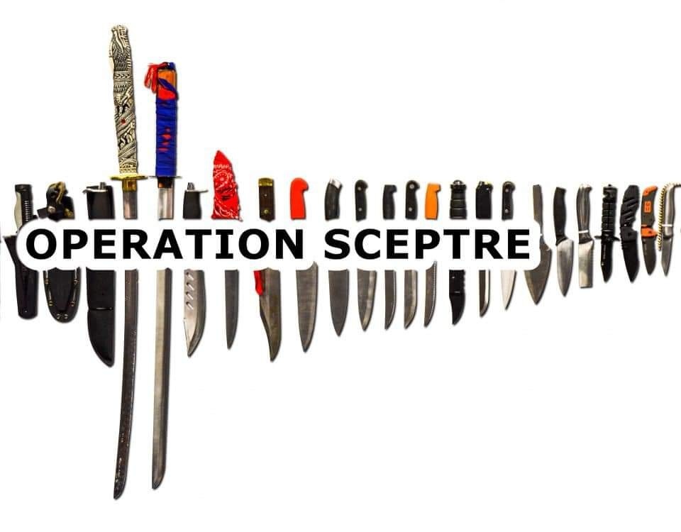 BtonPol's tweet photo. Operation Sceptre aims to eliminate knife crime in Cheshire.

If you have any information about knife crime you can ring Crimestoppers 0800 555 111 (anonymously)

Or report to your nearest Police station or PCSO

#OpSceptre #nomoreknivesBoughton https://t.co/WOJHHsgzDy